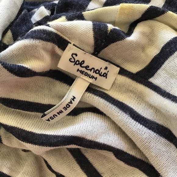 SPLENDID JERSEY KNIT STRIPED CARDIGAN BLUE AND WHITE MEDIUM - Picture 8 of 8